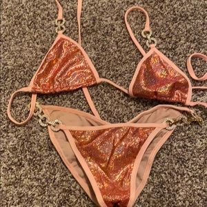 Peach sparkle bikini